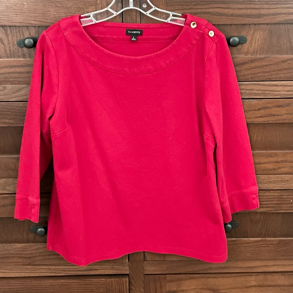 Talbots Red 3/4 length Sleeve Knit Top